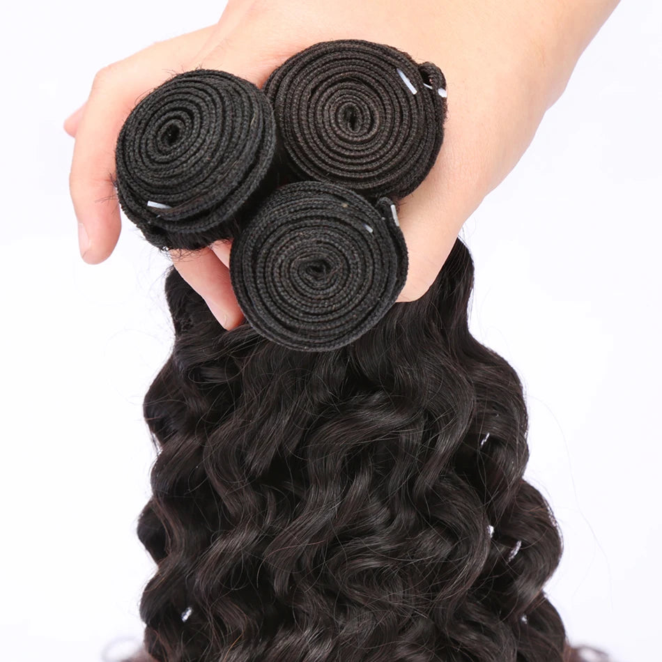 Cambodian Raw Virgin Hair Bundles - Deep Wave Human Hair Extensions.