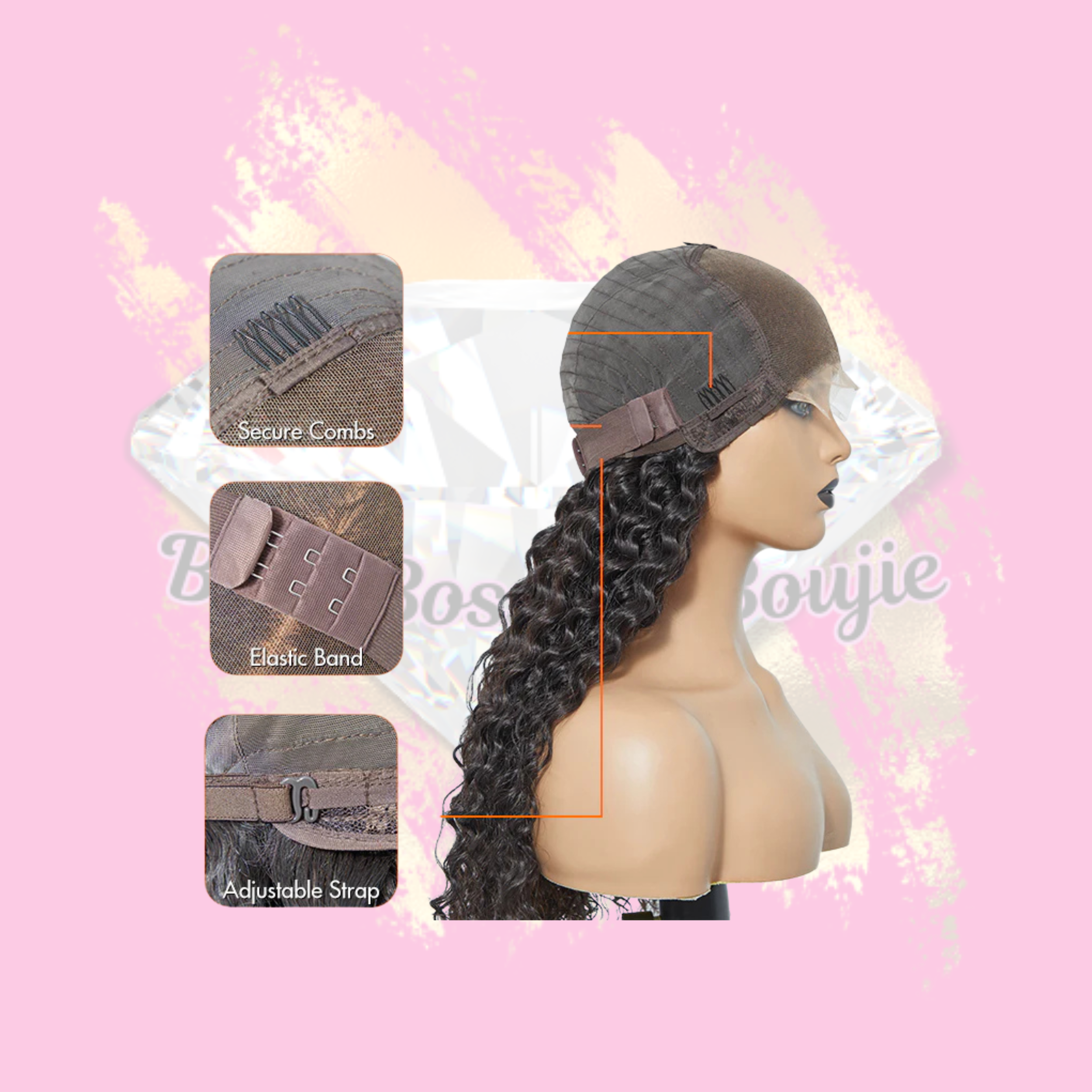 5x5 Glueless Lace Deep Wave Wig.