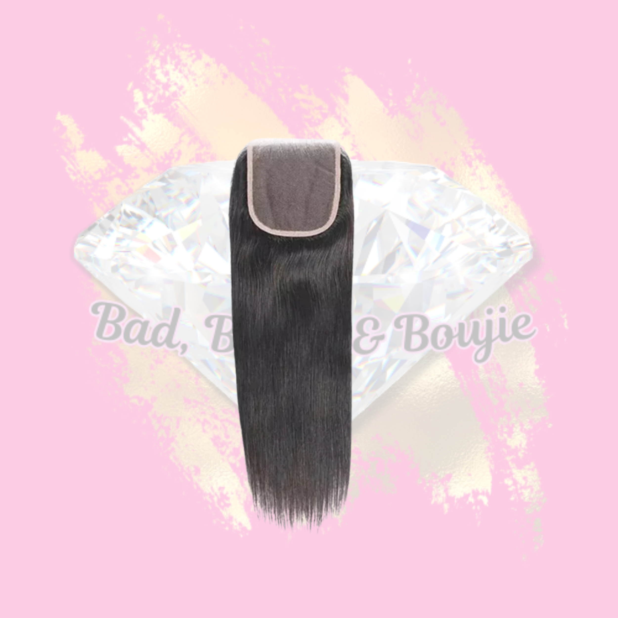 4.5" x 4.5" Straight Free Parted Lace Closure Natural Black.