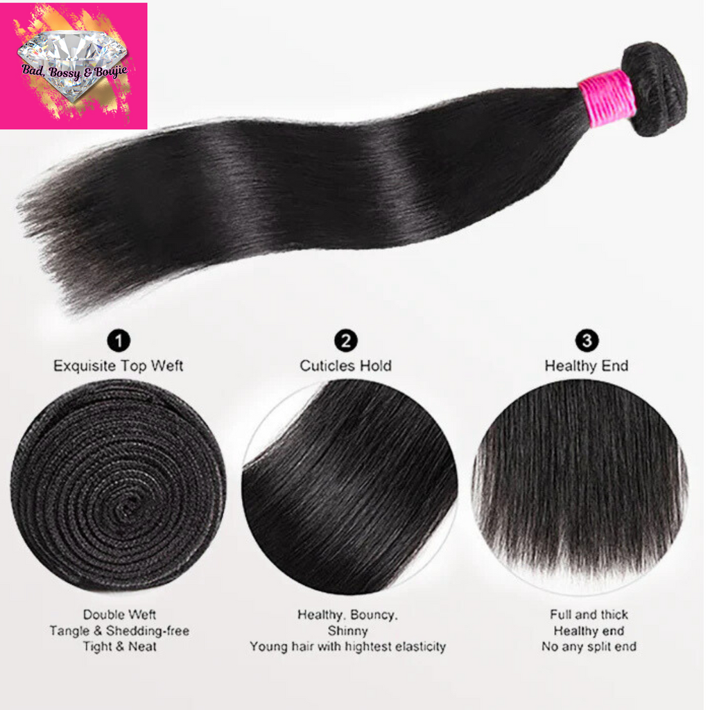 Straight Virgin Hair Natural Black.